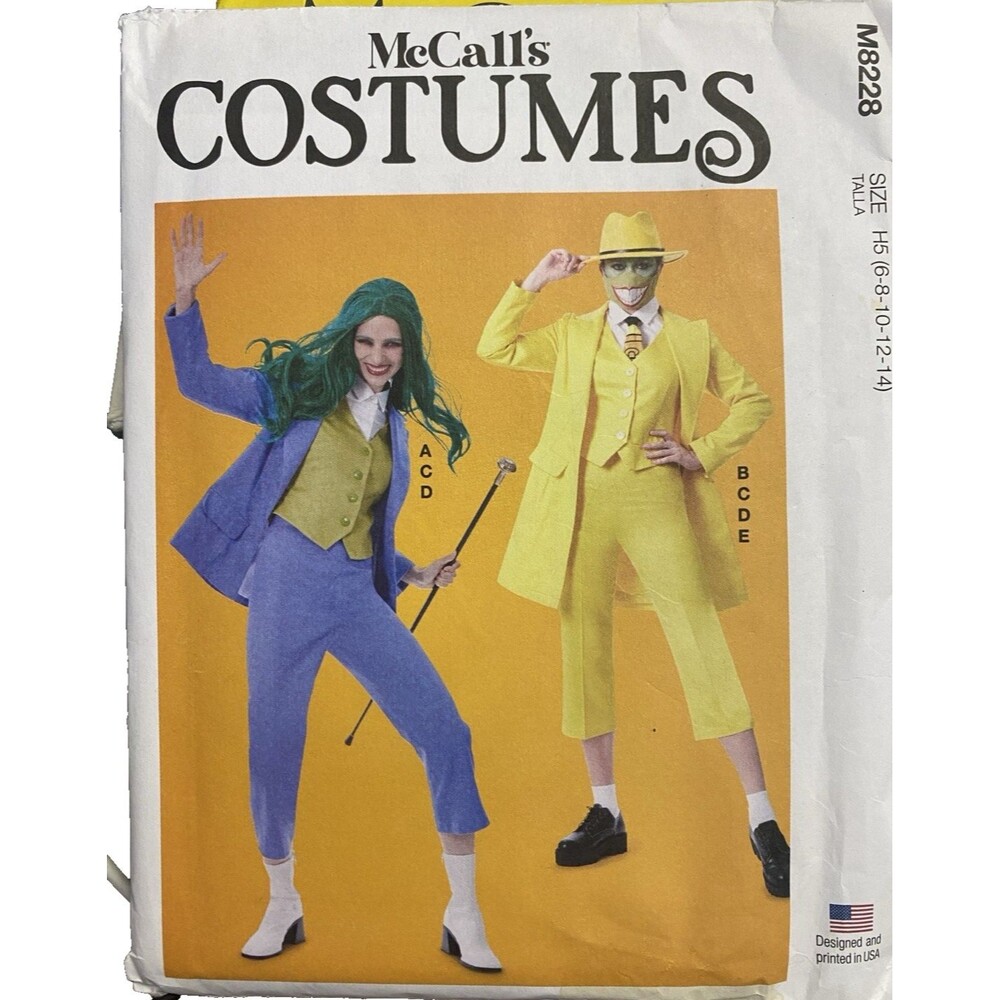 McCall's Costumes Sewing Pattern M8228 Size H5 6-8-10-12-14 New
